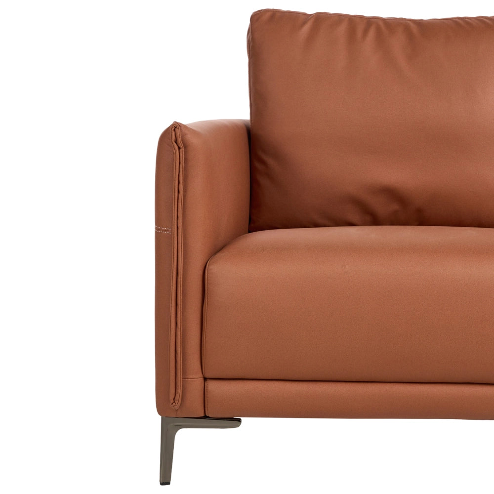 Divano a 3 posti in tessuto marrone dorato con gambe in metallo stile moderno minimalista