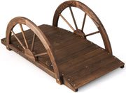 Ponte in Legno da Giardino, Ponte Decorativo per Giardino con Doppia Ringhiera a Mezza Ruota Costruzione, in Legno di Abete, capacità di Carico 75 kg
