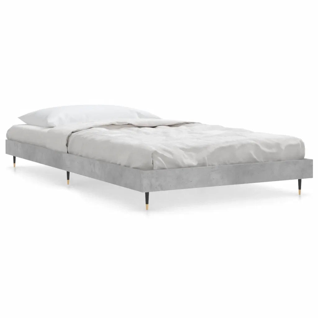 Letto singolo | Letto per adulti | Giroletto Grigio Cemento 100x200 cm in Legno Multistrato