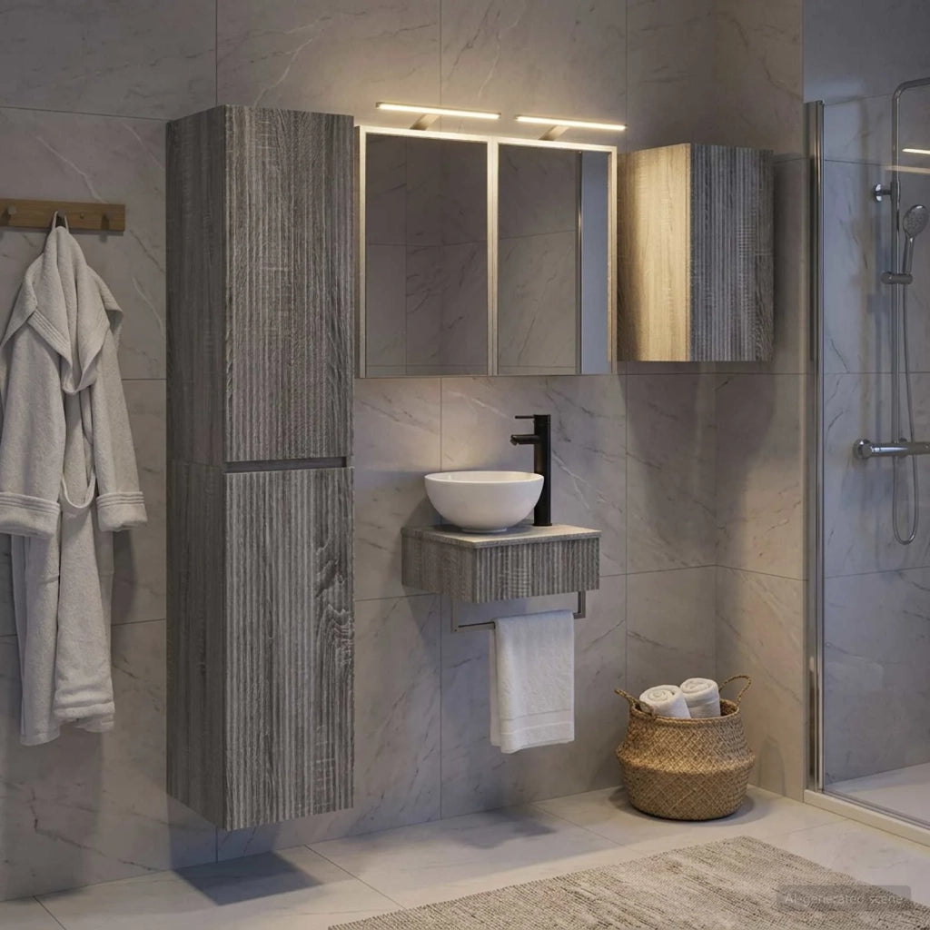 Set di mobili per il bagno 5 pcs Sonoma grigio 3407252