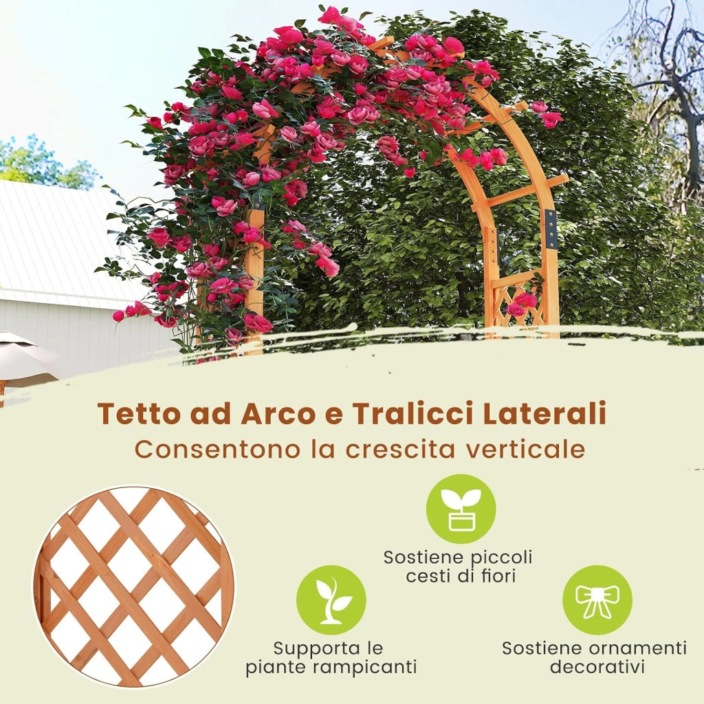 Arco da Giardino in Legno, Pergola da Esterno per Piante Rampicanti, Pergolato per Matrimonio e Feste, da Giardino, Patio e Cortile (Modello 5)