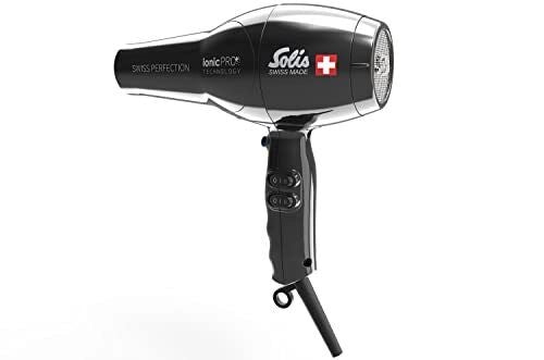 Solis 96812 Swiss Perfection 360 Asciugacapelli 2300 W Tecnologia IonicPRO Cavo 360° 3 Temperature 2 Velocita' Beccuccio per Styling incluso colore Nero