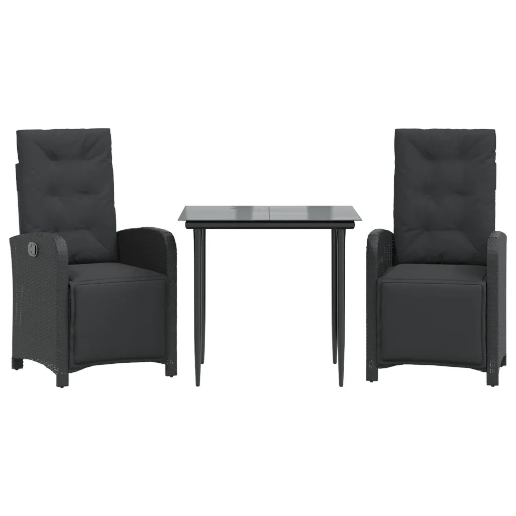 Set da Bistrò 3 pz con Cuscini Nero in Polyrattan 3212528