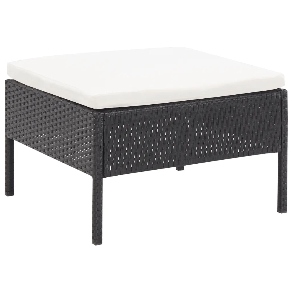 Set Divani da Giardino 3 pz con Cuscini in Polyrattan Nero 48960