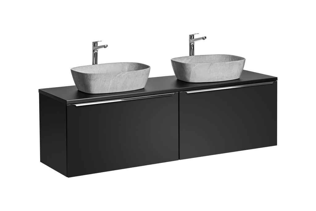 Set mobili bagno 160 cm con lavabi da appoggio Santa Fe Black 160 x 1401 x 1401 cm
