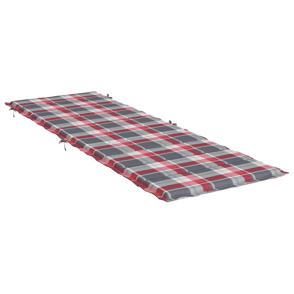 Cuscino per Lettino a Quadri Rossi 186x58x4cm in Tessuto Oxford 314171