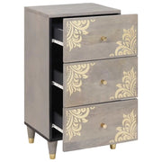 Credenza | Madia | Buffet da pranzo | Armadio da pranzo Grigio e Oro 40 x 33 x 75 cm Legno di mango massello
