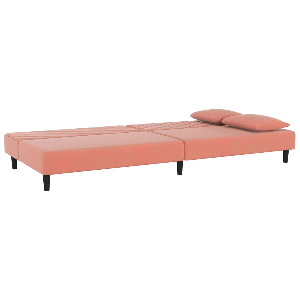 Divano Letto a 2 Posti con 2 Cuscini-Sofa Letto 2 Posti-Daybed Rosa in Velluto 918029