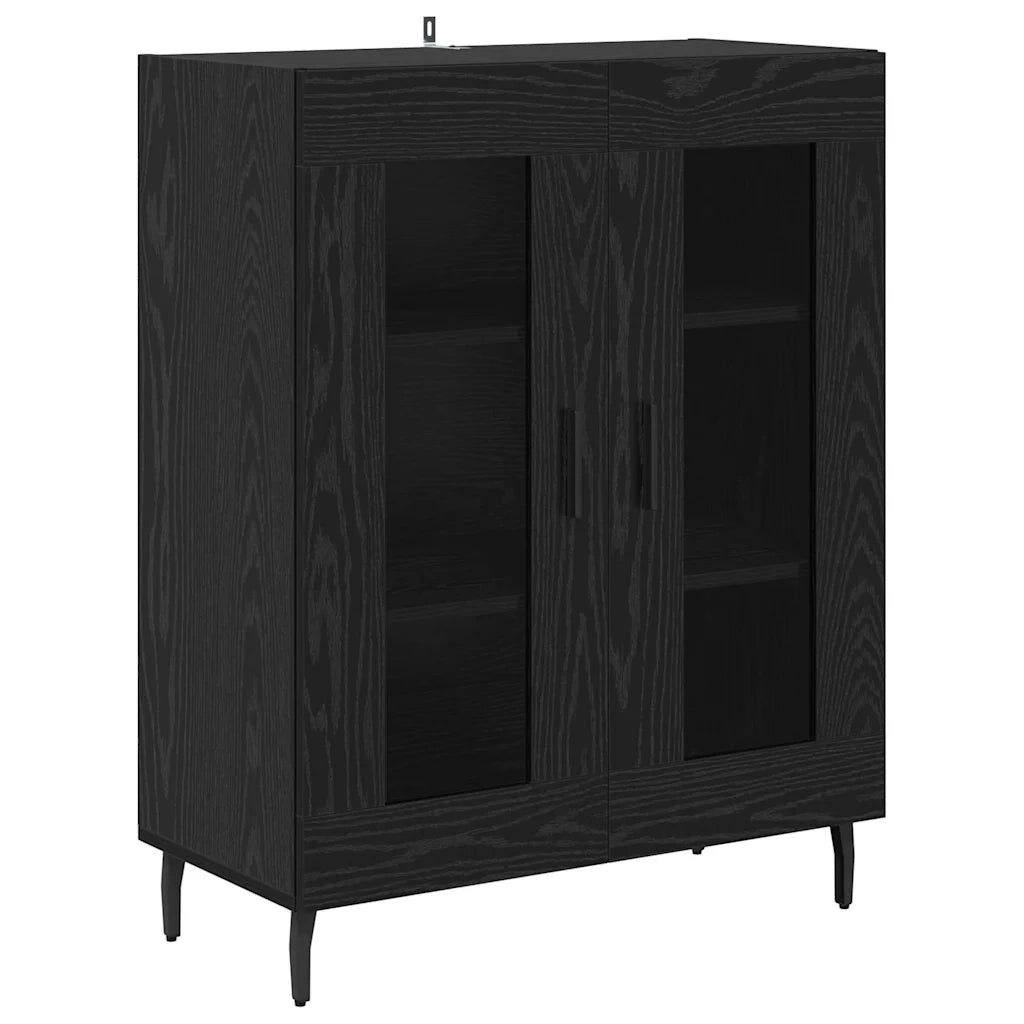 Credenza 2 pcs Rovere artigianale Legno Stratificato e Vetro