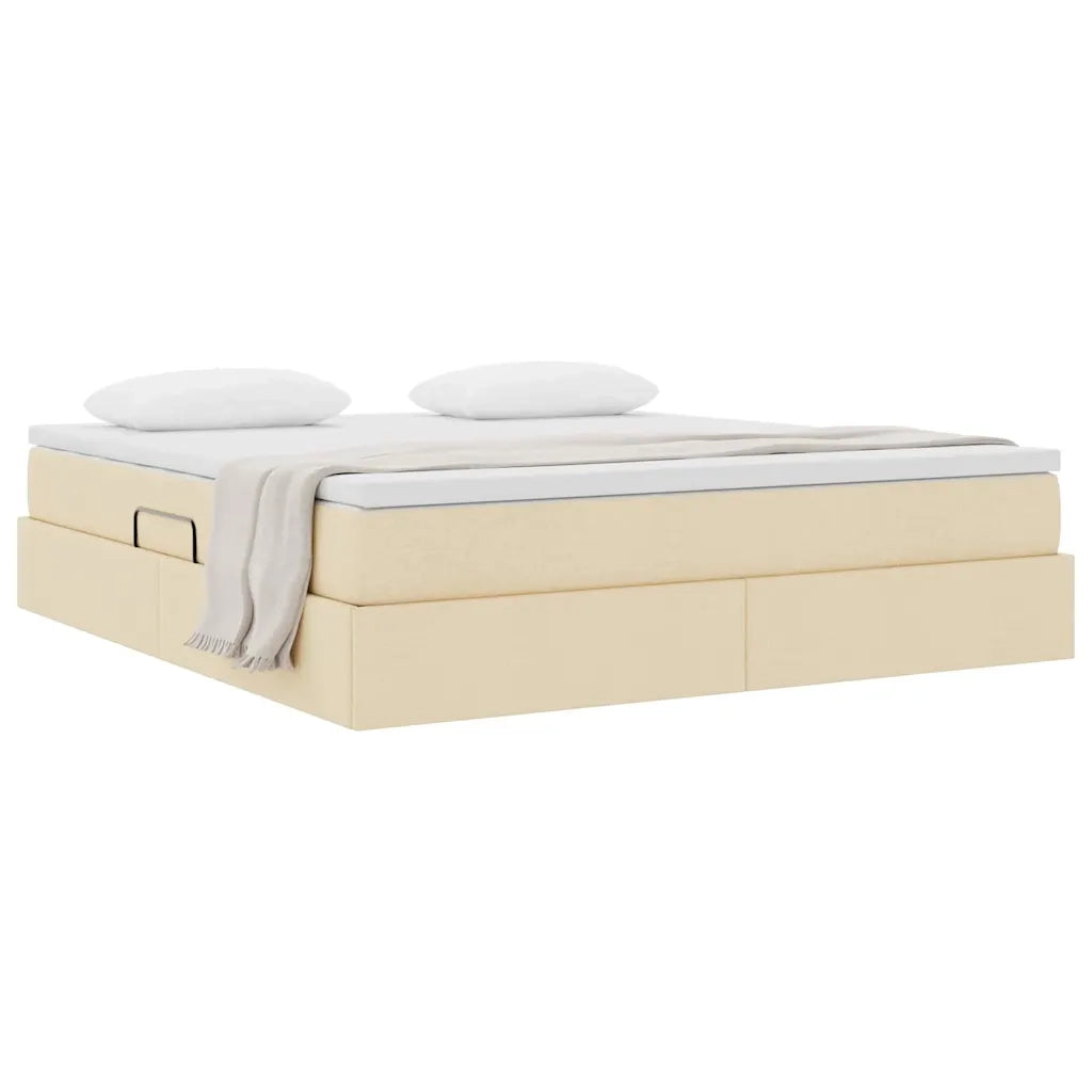 Letto con contenitore e materasso Crema 160 x 200 cm Poliestere