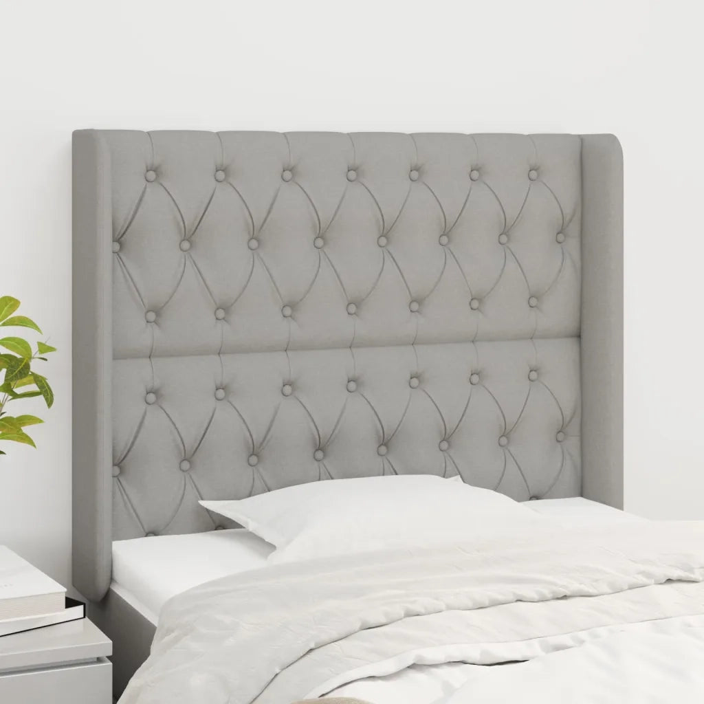 Testiera ad Orecchio-Testata con Orecchie Grigio Chiaro 103x16x118/128 cm in Tessuto 978401