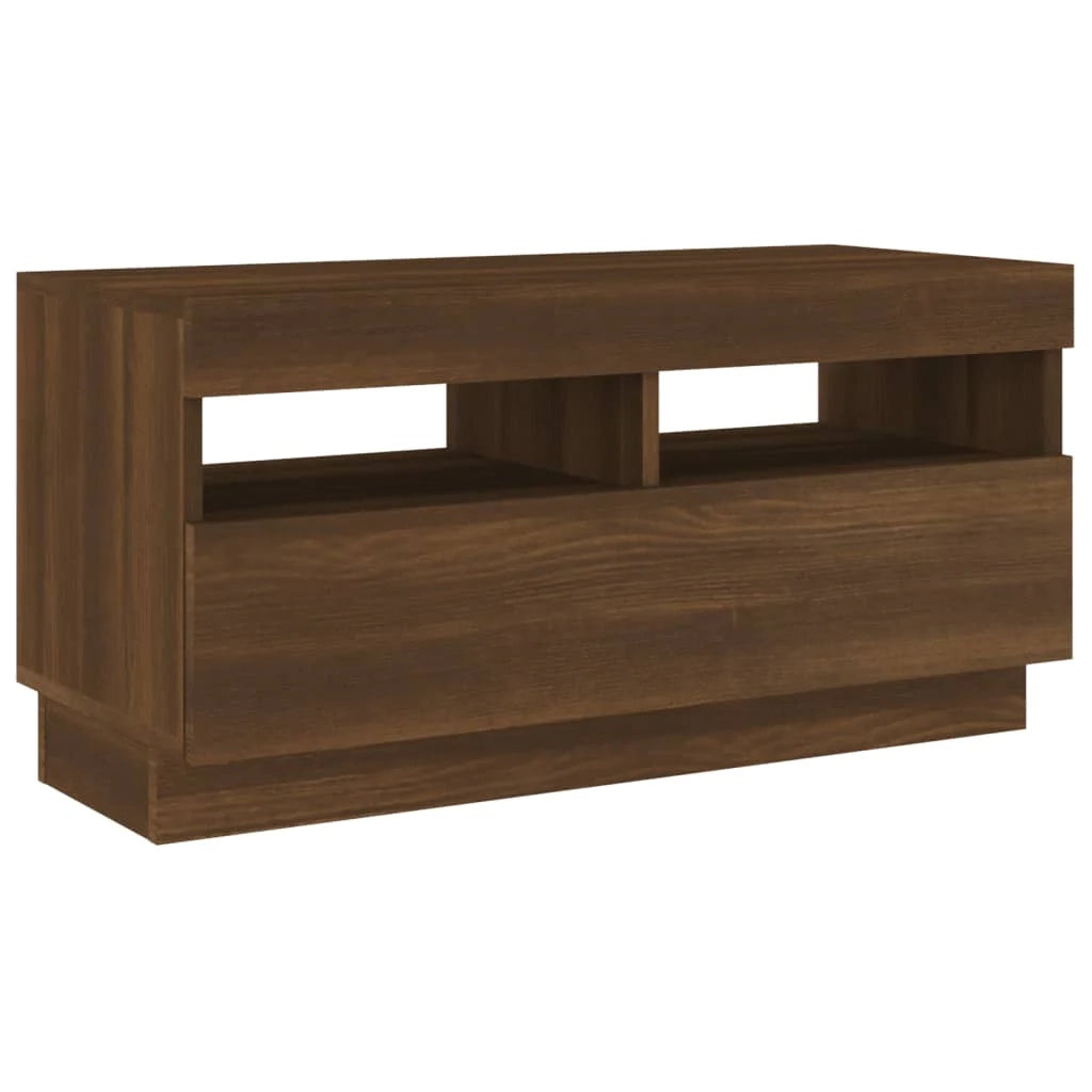Mobile TV multimediale scaffale TV credenza mobile TV per sala da pranzo soggiorno camera da letto con luci LED rovere 80 x 35 x 40 cm marrone 02_0026699