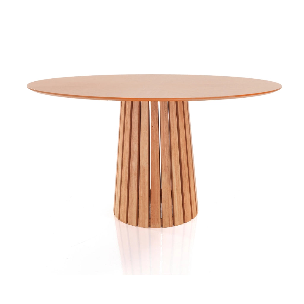 Tavolo rotondo MALTA WOOD in MDF rovere e gambe nere