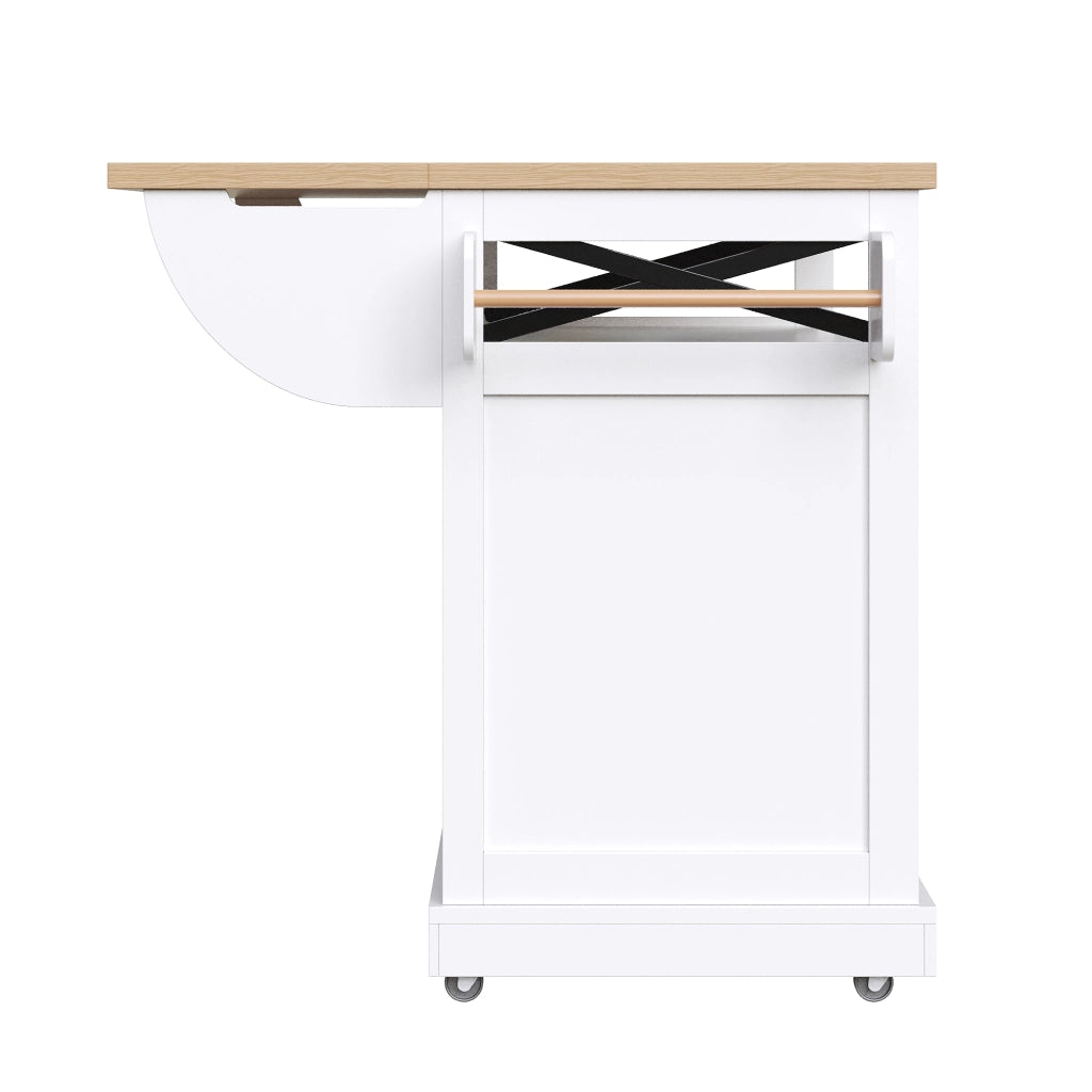 Carrello da cucina multifunzionale - Zephmum - Con LED, ripiani e tavolo pieghevole