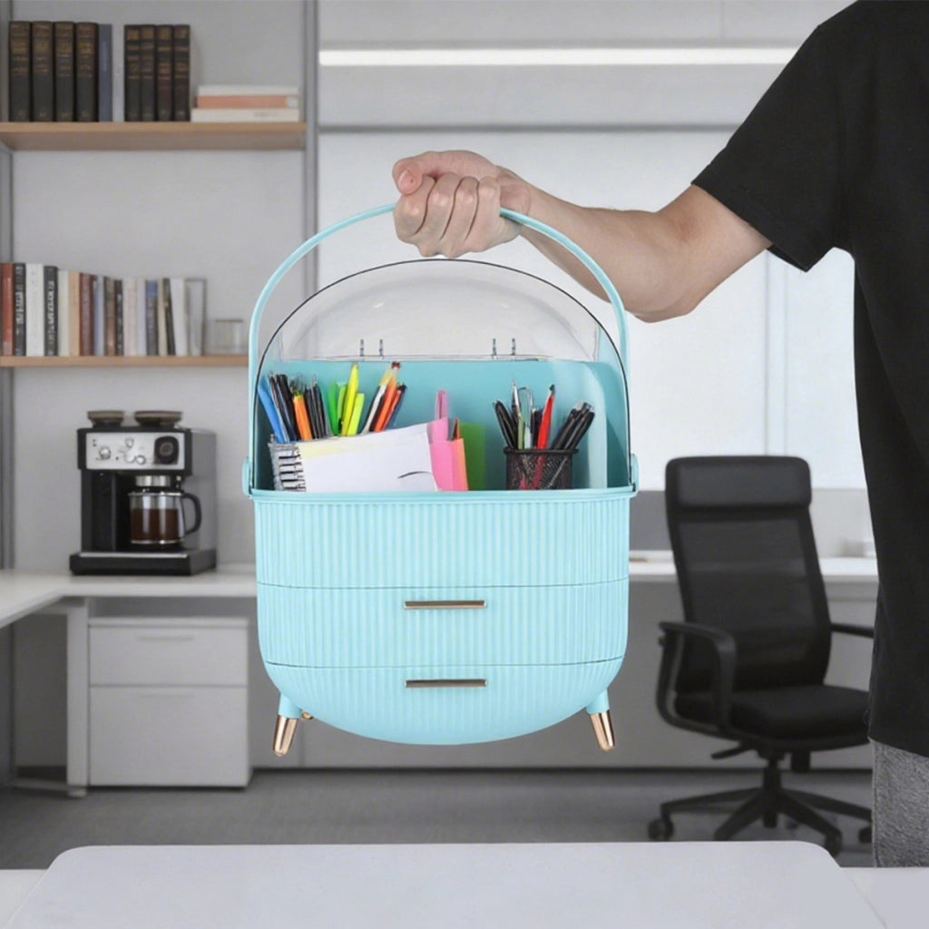 ZMH Porta trucchi da scrivania con più cassetti contenitore per cosmetici azzurro 29 x 19 x 38 cm