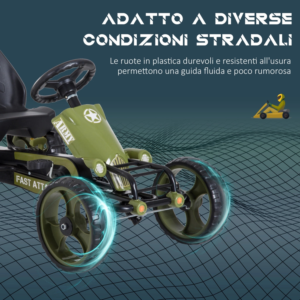 Go Kart a Pedali per Bambini ¨C zephmum ¨C Verde, Sedile Regolabile, 3-6 Anni