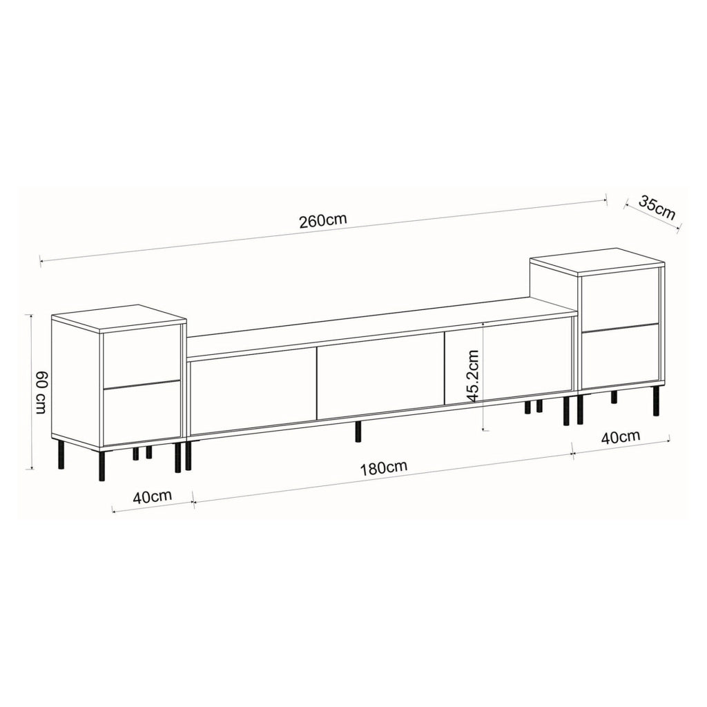 Cortin, Mobile Porta tv 2 Ripiani, 180x35x45h cm Beige Marmo