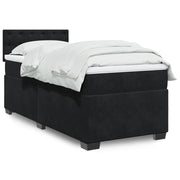vidaXL Giroletto a Molle con Materasso Nero 90x200 cm in Velluto