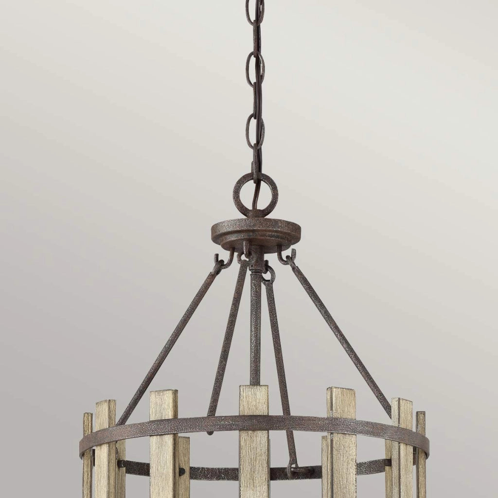 Lampadario rustico nero Wood Hollow 4xE14 60W Quoizel