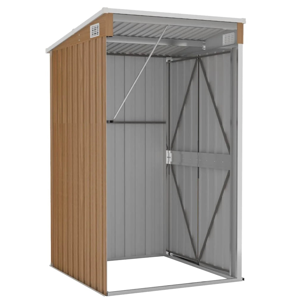 Casetta da giardino a parete 118 x 100 x 178 cm acciaio zincato marrone 02_0044057