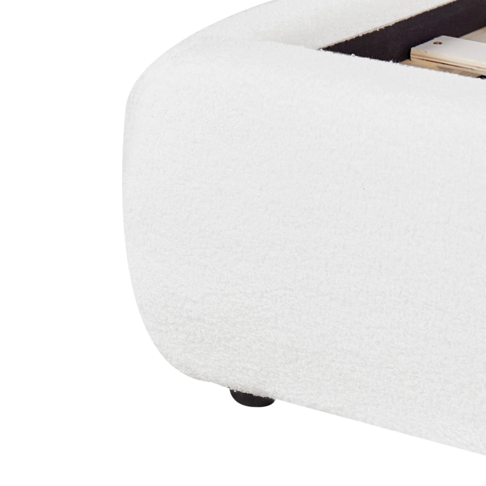 Letto matrimoniale ad acqua imbottito in tessuto boucle bianco 160x200 cm Vinay