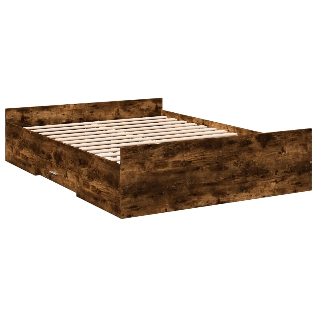 Giroletto con Cassetti Rovere Fumo 135x190 cm Legno Multistrato 3280318