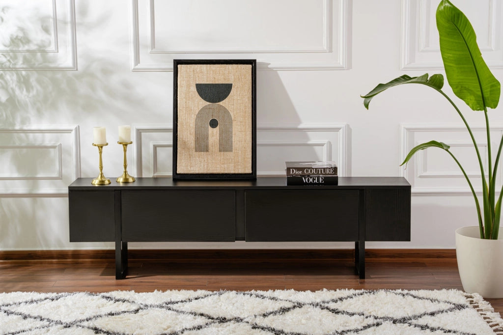 Porta TV in legno "Serenity" - 180 x 29 x 50 cm - Nero