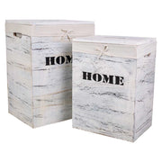 Set di 2 cesti per la biancheria in legno 40x30x54-34x26x47