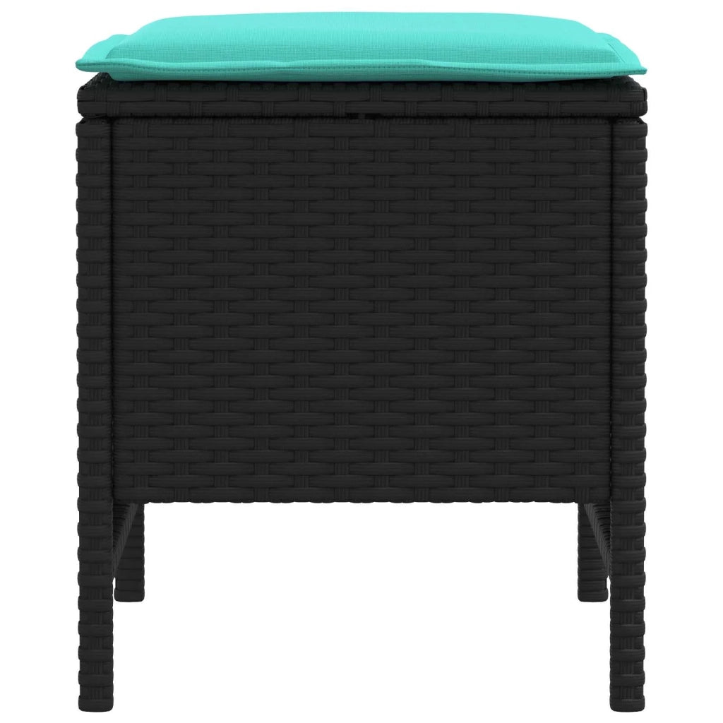 Poggiapiedi da Giardino 2 Pezzo Nero e Turchese 38 x 38 x 45 cm 42025389