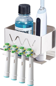 Organizzatore per Spazzolini da Denti, Ospite per Ricarica e Pasta da Denti con Maniglia in Acciaio Inossidabile e Funzione di Appendi Spazzolini