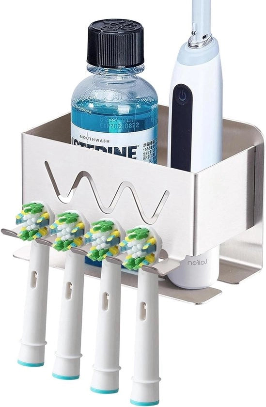 Organizzatore per Spazzolini da Denti, Ospite per Ricarica e Pasta da Denti con Maniglia in Acciaio Inossidabile e Funzione di Appendi Spazzolini