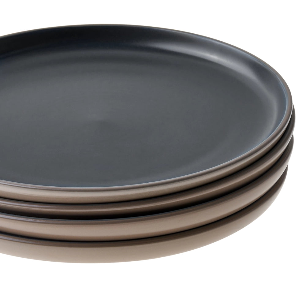 Servizio da tavola 16 pezzi in gres beige e blu elegante per cucina e sala da pranzo con finitura smaltata colorata per 4 persone