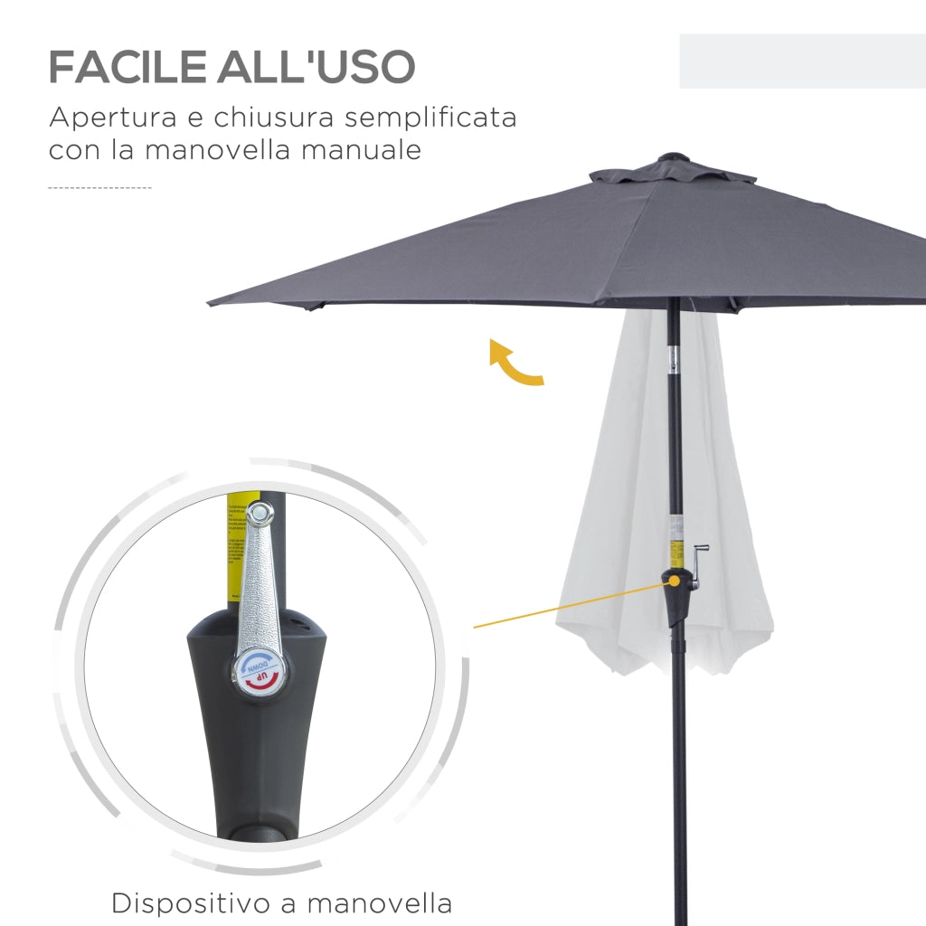 Ombrellone da Giardino Inclinabile 2.6x2.4 m ¨C zephmum ¨C Grigio e Nero in Alluminio e Poliestere
