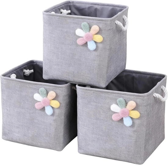 Set di 3 Scatole di Archiviazione Quadrata Opaca con Maniglia Portatile