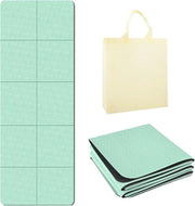 Mat di yoga pieghevole, 182 x 62 cm, antiscivolo, mat di yoga da viaggio, 5 mm, mat di yoga pieghevole con tasca di stoccaggio, mat di yoga antiscivolo per fitness, sport, pilates, ginnastica
