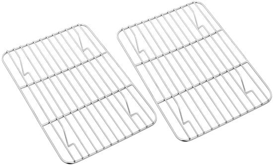 Raccoglitore per piatti, Raccoglitore per piatti rettangolare in acciaio inossidabile, Raccoglitore per piatti riciclabile, per piatti, griglia, raffreddamento, resistente a lavastoviglie, 29,8cm*22,7cm*2cm, 2 pezzi