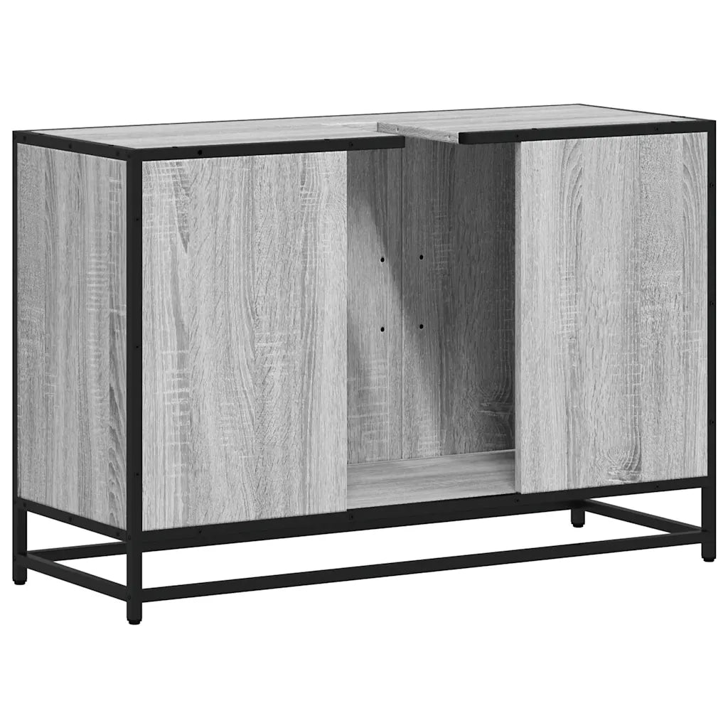 Mobile Lavabo Bagno Grigio Sonoma 90x33x60 cm Legno Multistrato