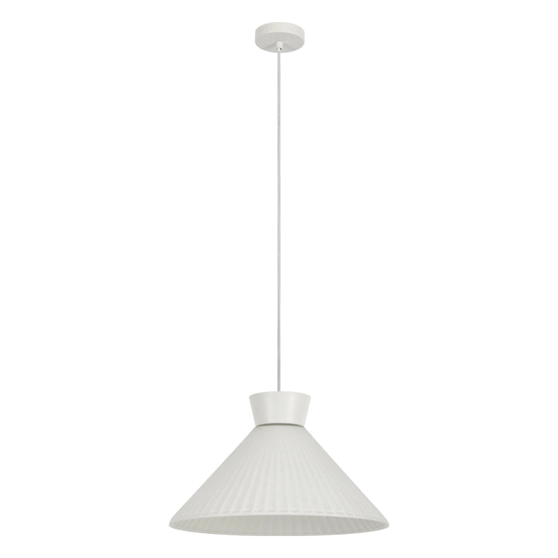 Lampada a Sospensione BEA Rossini Group 40cm - Vetro Bianco Satinato Plissettato, Attacco E27, Struttura Bianca IP20, Classe I - Illuminazione