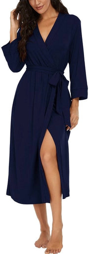 Kimono da Bagno per Donna con Collo V con Cerniera, Taglia XL, Blu Marino