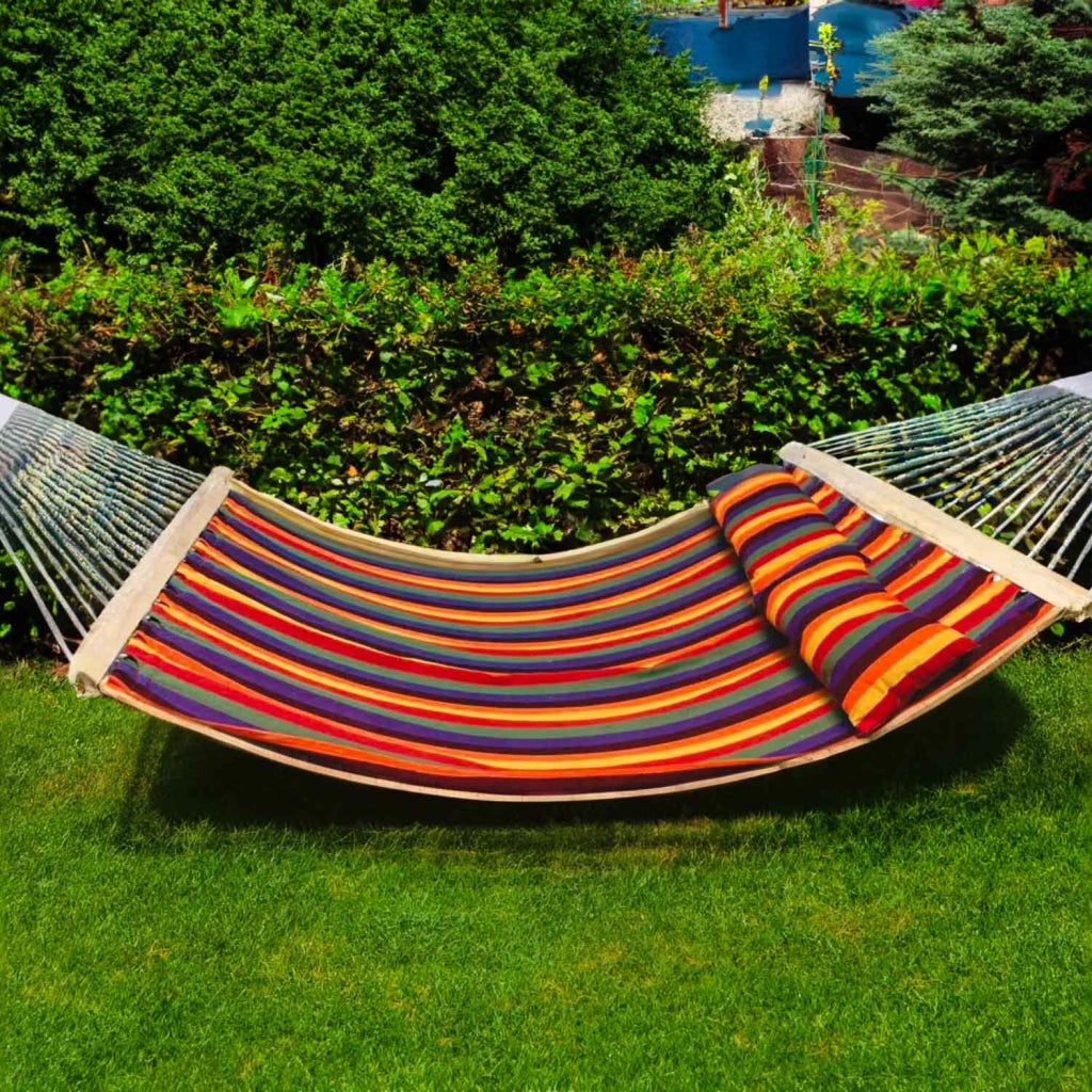 You and me - Amaca Da Giardino 200x150 cm Con Asta di Sospensione Con Cuscino per Esterno in Cotone Multicolore