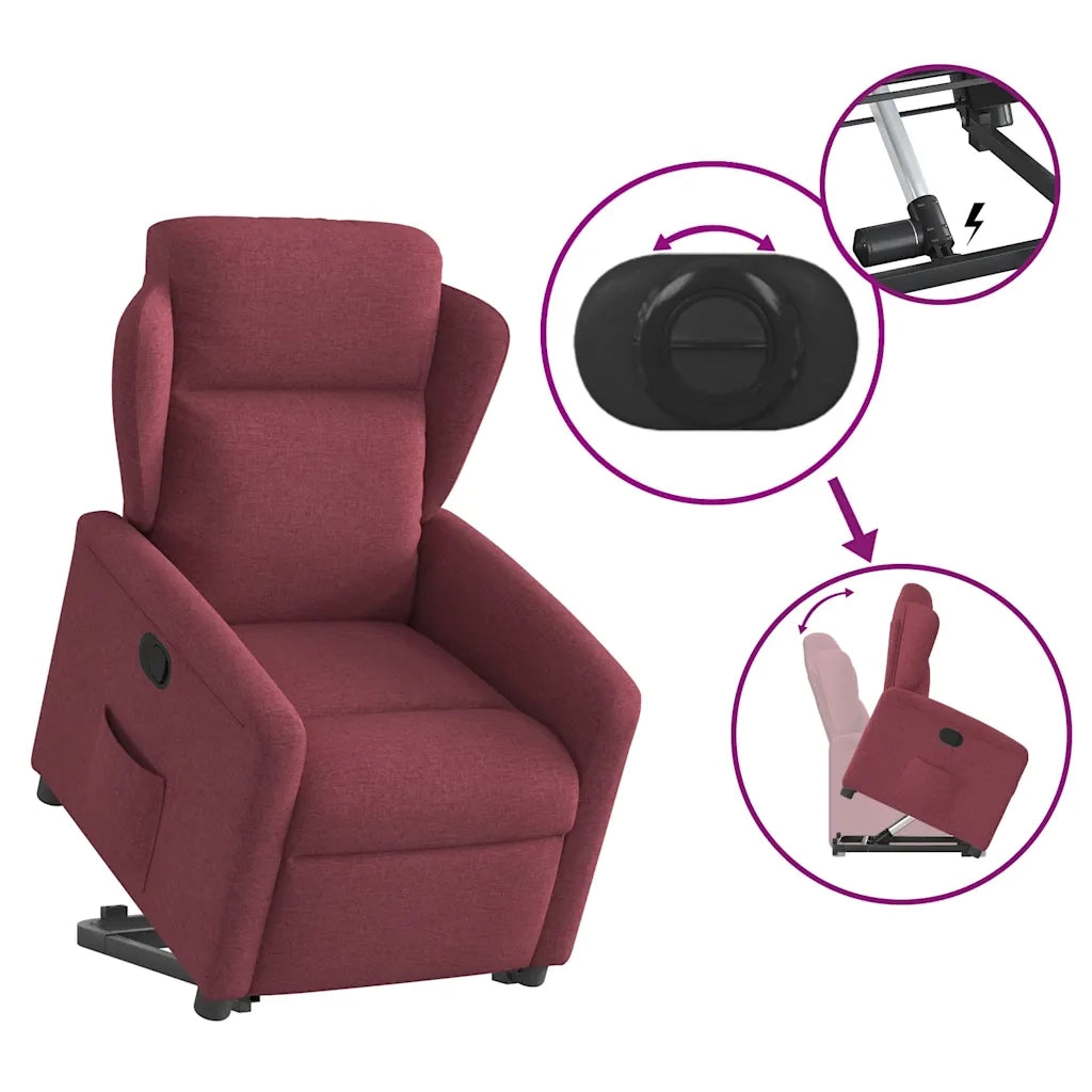 vidaXL Poltrona Alzapersona Reclinabile Rosso Vino in Tessuto