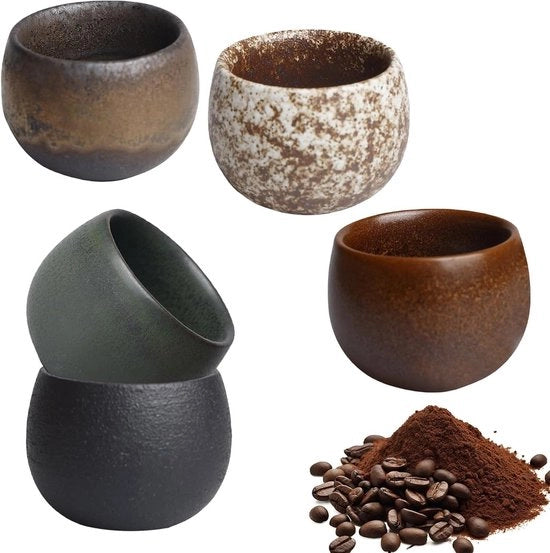 Set di tazze per espresso e tè in porcellana artigianale di alta qualità, con 4 pezzi, 50 ml.