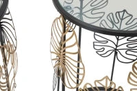 Tavolinetti Foglie Glam Coppia Cm Ø 38X55-33X50