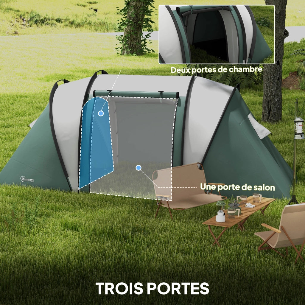 Tenda da Campeggio 4-5 Persone 2 Camere ¨C Zephmum ¨C Verde 3000mm Impermeabile