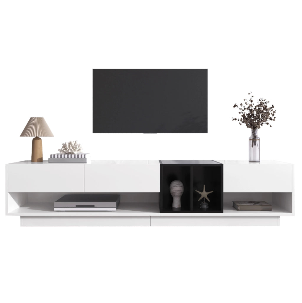 mobile TV 190 cm bianco e nero – 3 cassetti e 2 vani