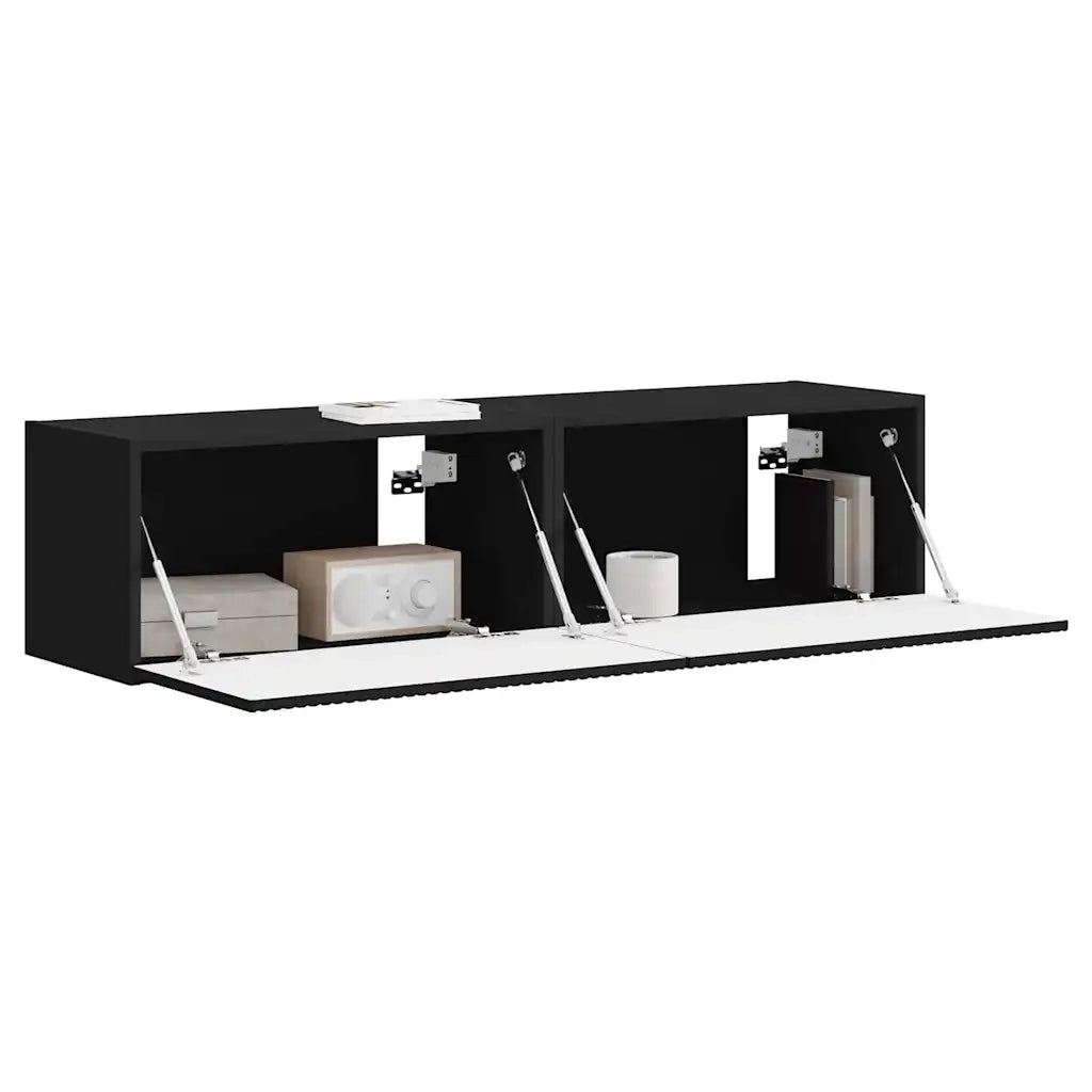 Mobile TV da parete 2 pz-Set di 2 Mobile TV a Muro-Credenza TV Nero 60 x 31 x 29.5 cm 196399