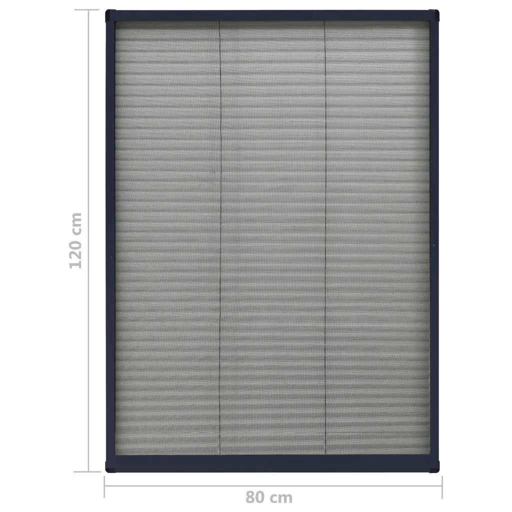 Zanzariera Plissettata Finestre Alluminio Antracite 80x120 cm cod mxl 63357