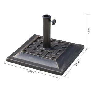 Portaombrellone in resina poliestere bronzo 9 kg con adattatori 38/48 mm, base stabile e resistente alle intemperie