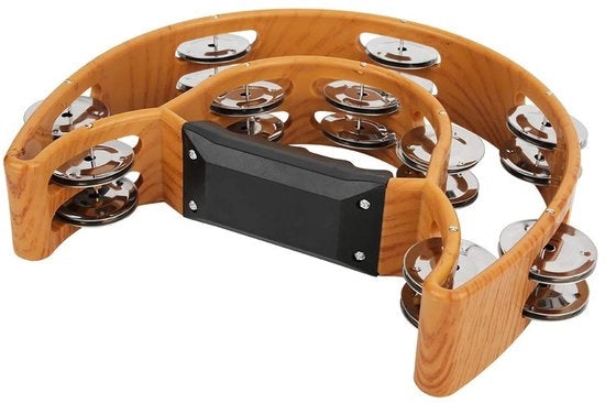 Tamburello a Doppia Riga di Jingles - Tavolo di Suono - Qualità Audio - Maniglia Ergonomica - Colore Imitazione Legno - Materiali Ecocompatibili - Giocattolo Sonoro
