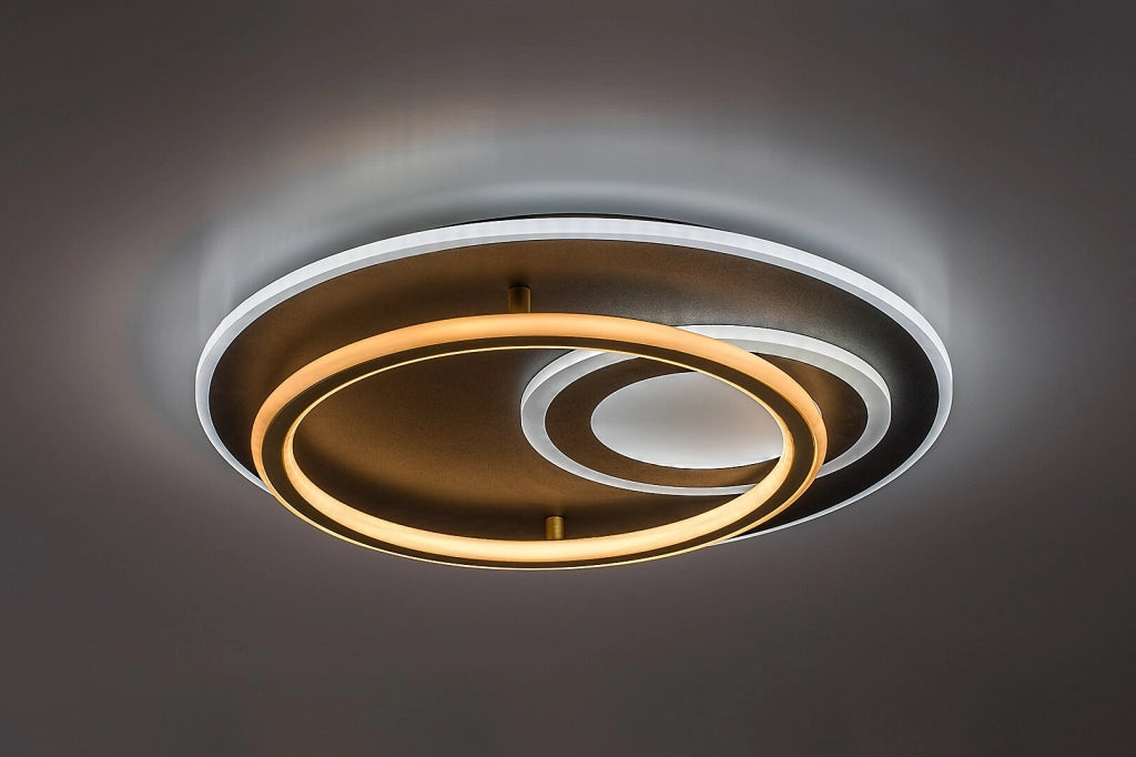 Plafoniera LED Brantiel 3 luci nera oro Ø50 cm Rabalux